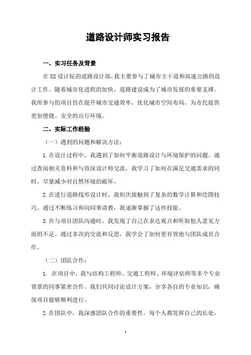 道路设计师实习报告