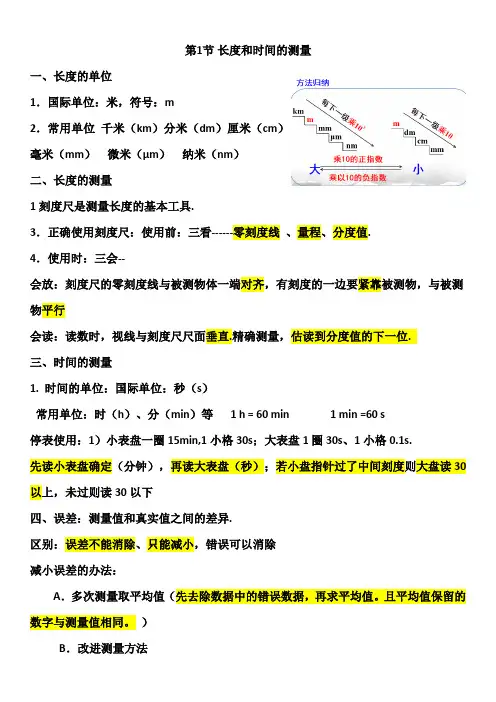 2023-20234学年人教版八年级上册物理笔记