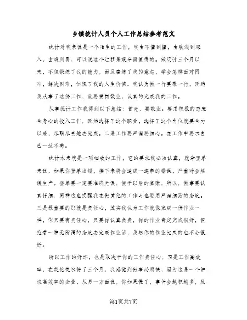 2023年乡镇统计人员个人工作总结参考范文(四篇)