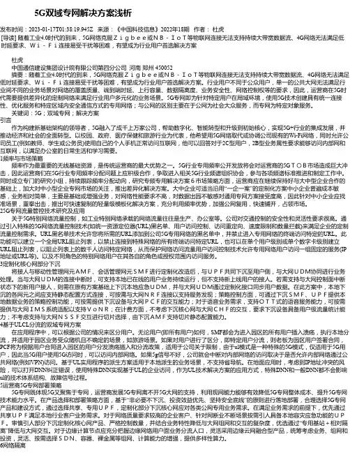 5G双域专网解决方案浅析