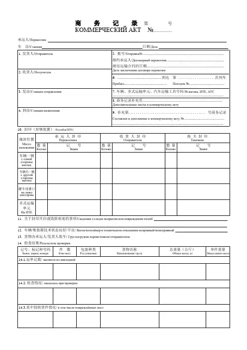 国际铁路货物联运(货协版)-商务记录