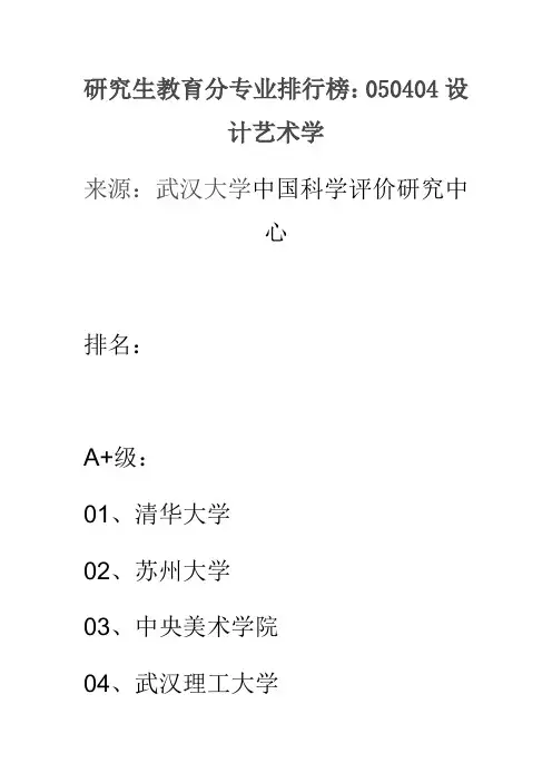 设计艺术学”考研各院校竞争度星级榜