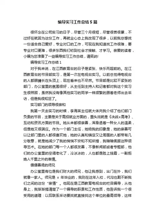 编导实习工作总结5篇