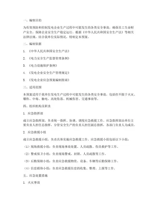 发电安全生产应急预案