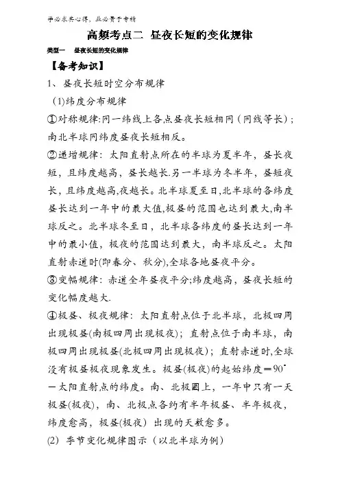 2.3 二 昼夜长短的变化规律-2017年高考地理热点+题型全突破含解析