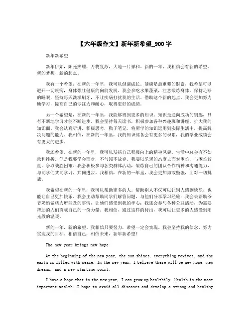 【六年级作文】新年新希望_900字
