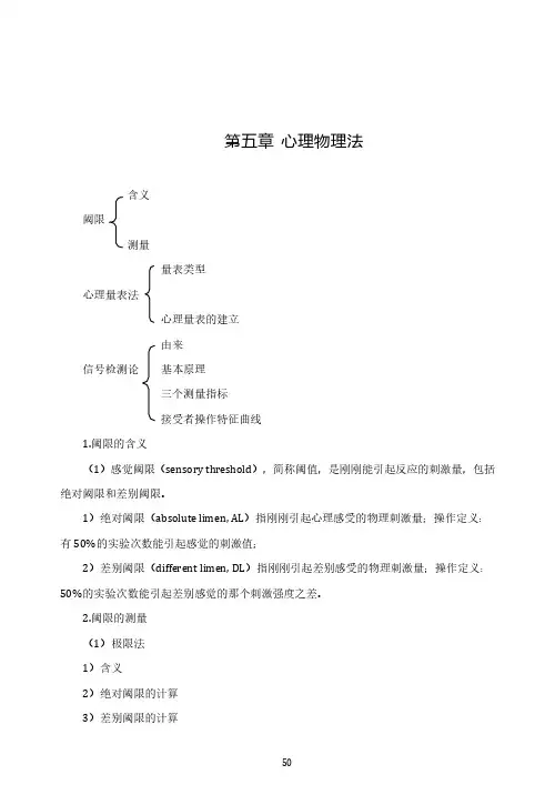 实验心理学基础讲义	第五章	心理物理法
