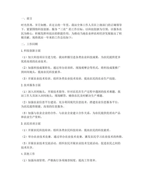 科技站工作总结范文