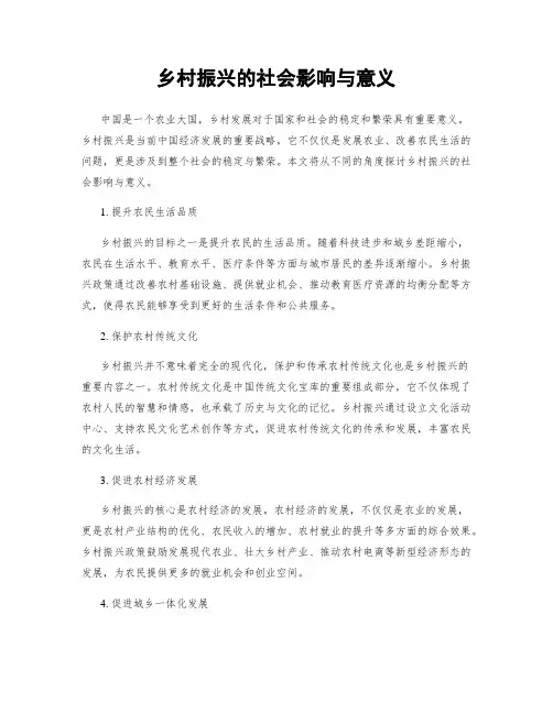 乡村振兴的社会影响与意义