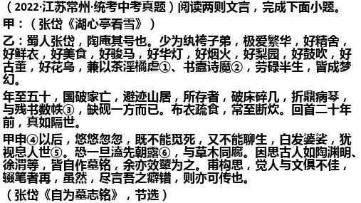部编版语文九年级上册湖心亭看雪 中考题汇总带答案