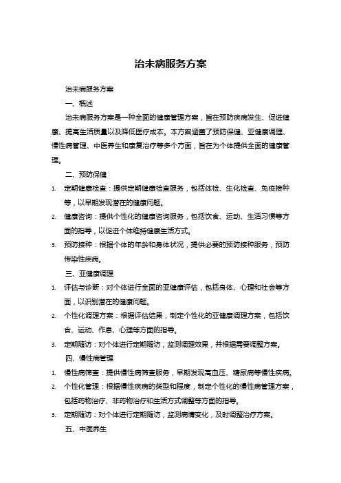 治未病服务方案