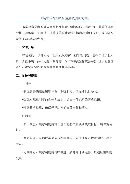 整改落实建章立制实施方案