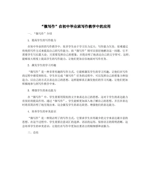 “微写作”在初中毕业班写作教学中的应用