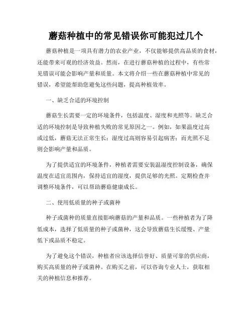 蘑菇种植中的常见错误你可能犯过几个