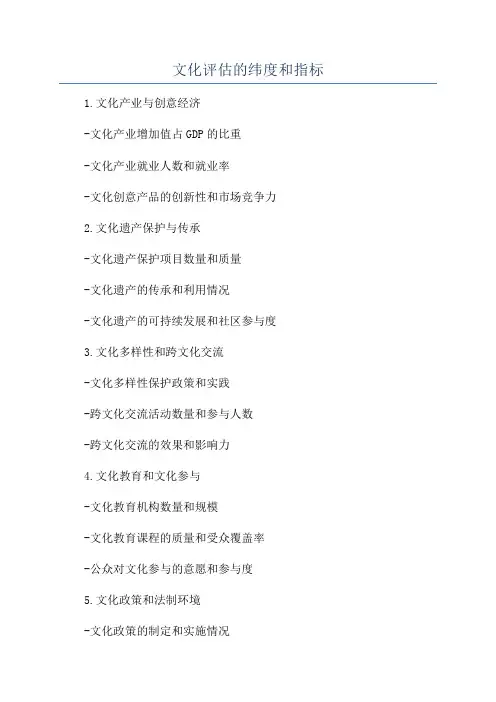 文化评估的纬度和指标