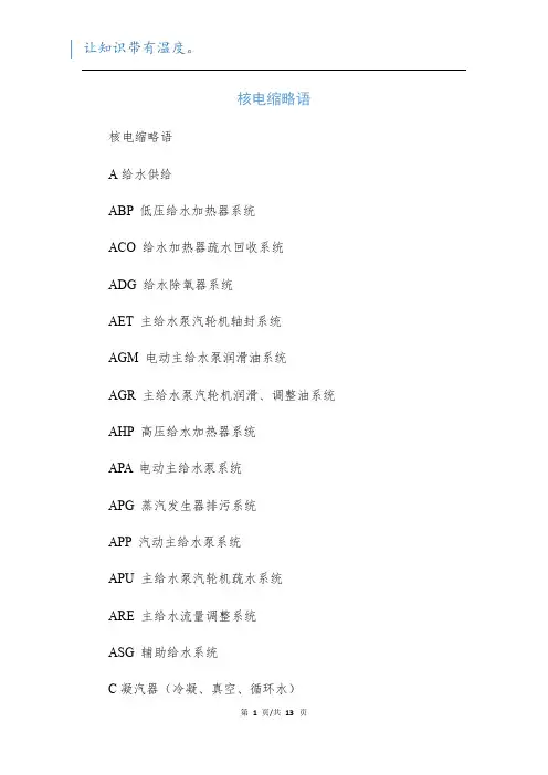 核电缩略语