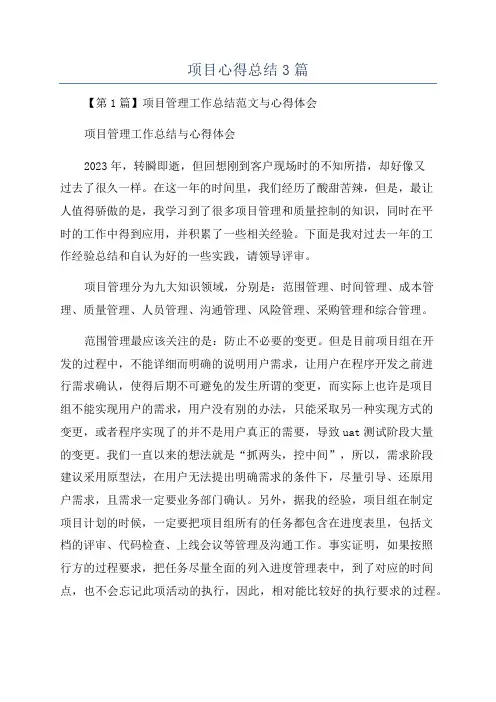 项目心得总结3篇