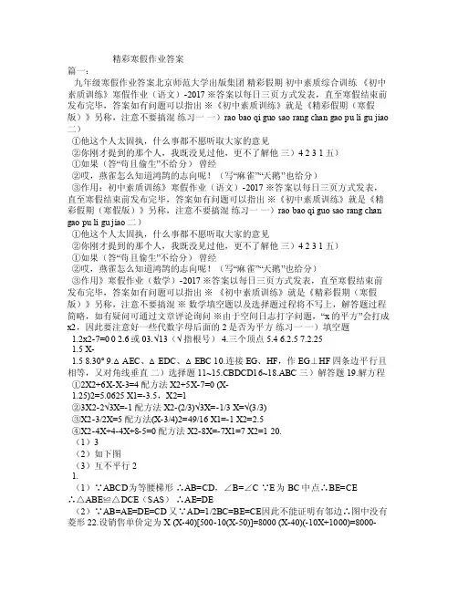 精彩寒假作业答案