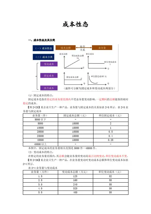 成本性态及其分类、总成本模型