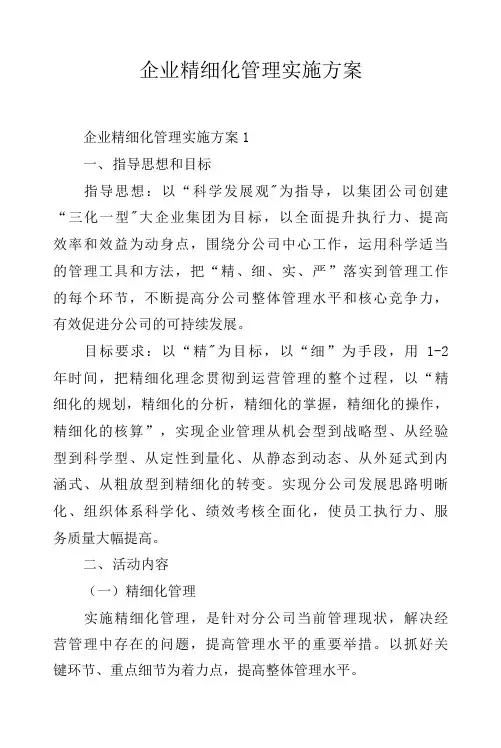 企业精细化管理实施方案.docx