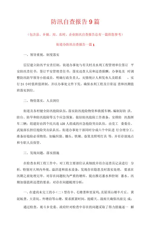 防汛自查报告9篇