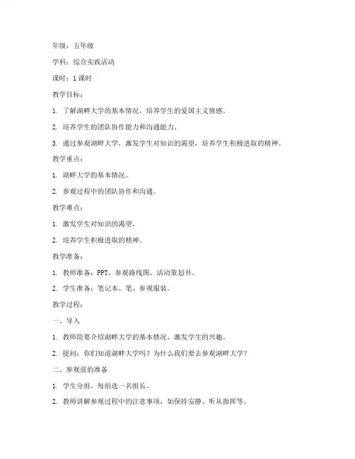 湖畔大学参观小学教案设计