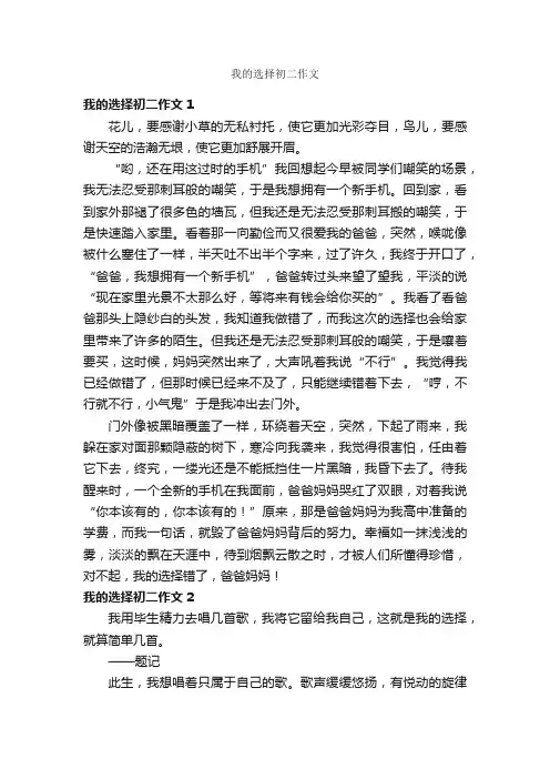 我的选择初二作文