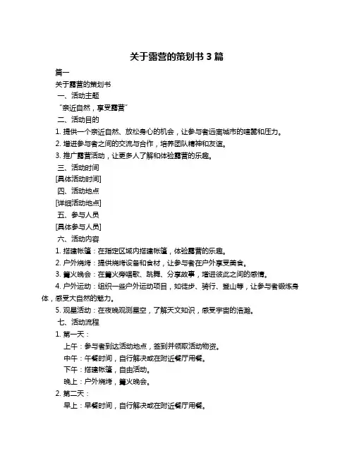 关于露营的策划书3篇