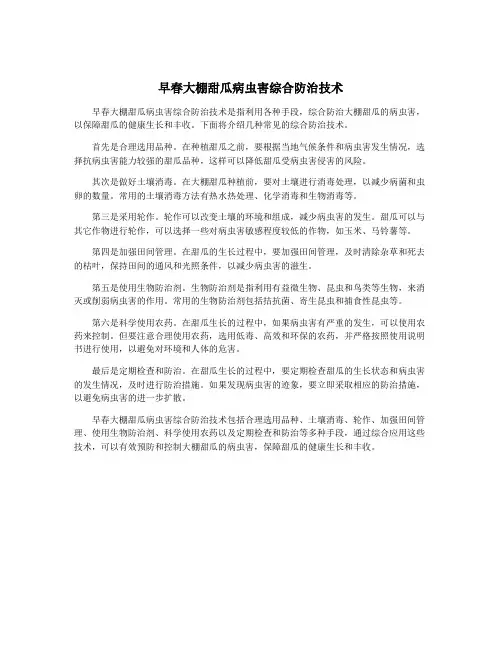 早春大棚甜瓜病虫害综合防治技术