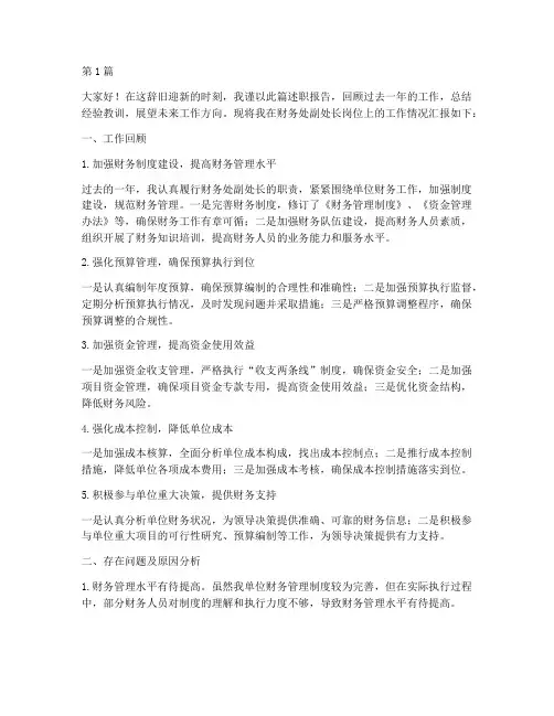 财务处副处长年终述职(3篇)
