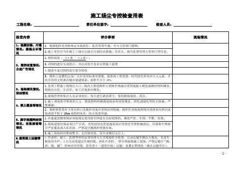 施工扬尘专控检查用表