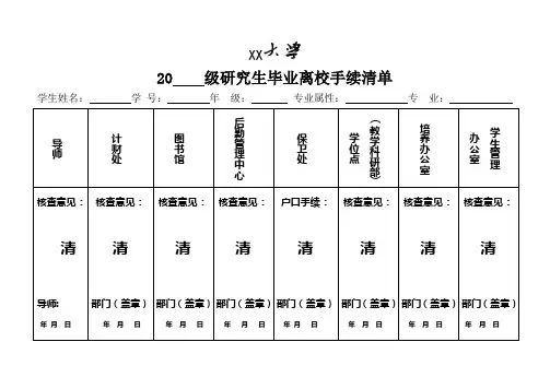研究生毕业离校手续清单
