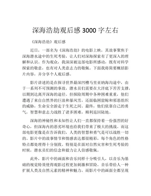 深海浩劫观后感3000字左右
