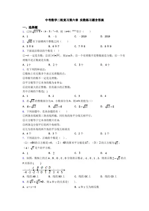 中考数学二轮复习第六章 实数练习题含答案