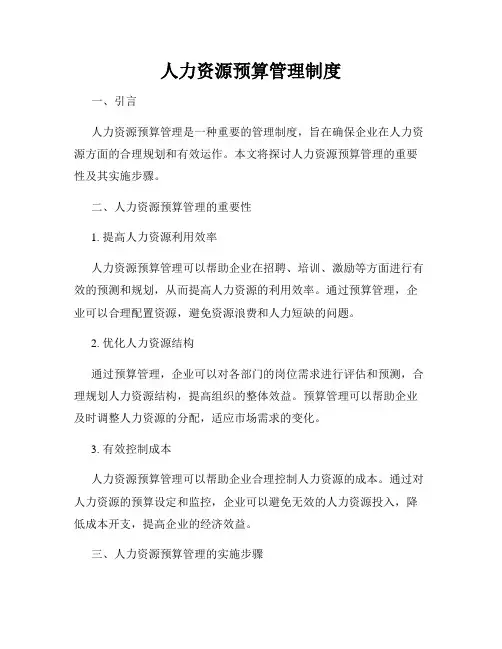 人力资源预算管理制度