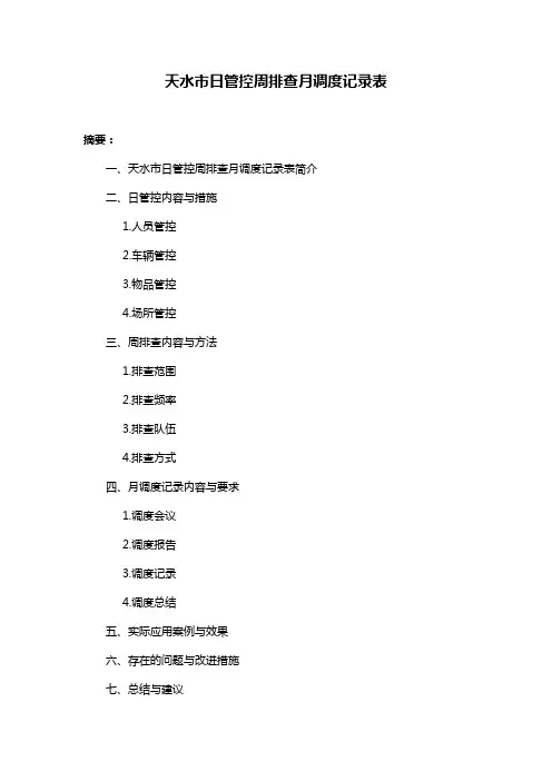 天水市日管控周排查月调度记录表