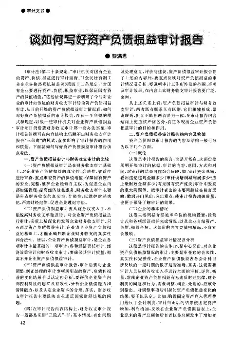 谈如何写好资产负债损益审计报告