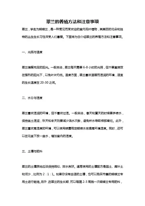 翠兰的养殖方法和注意事项