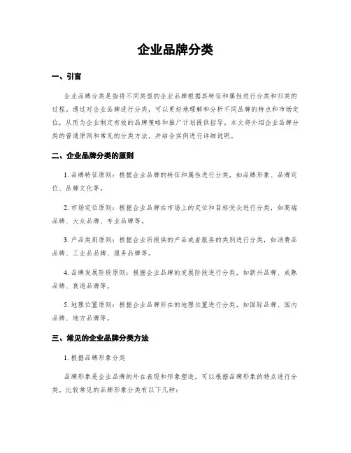 企业品牌分类