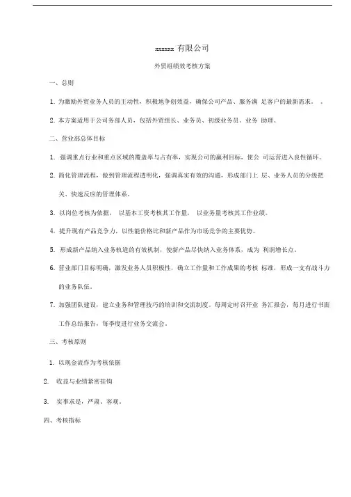 出口外贸人员绩效考核方案
