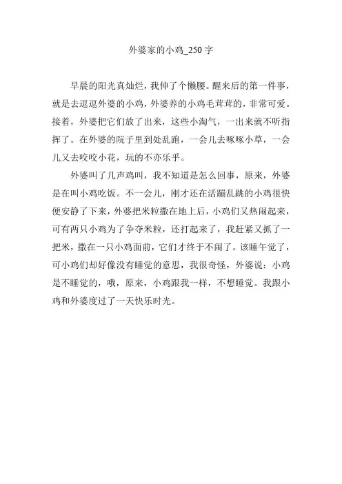 外婆家的小鸡【作文案例】250字