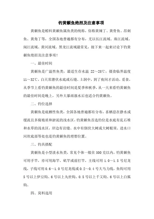 钓鱼技巧：钓黄颡鱼绝招及注意事项