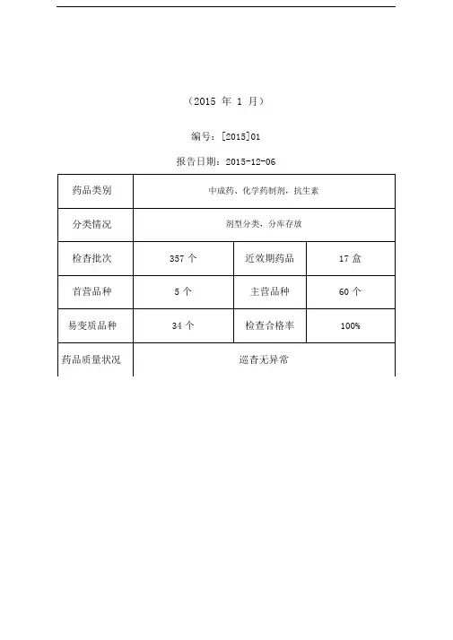药品养护检查记录信息分析表