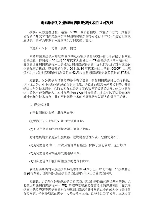 电站锅炉对冲燃烧与切圆燃烧技术的共同发展