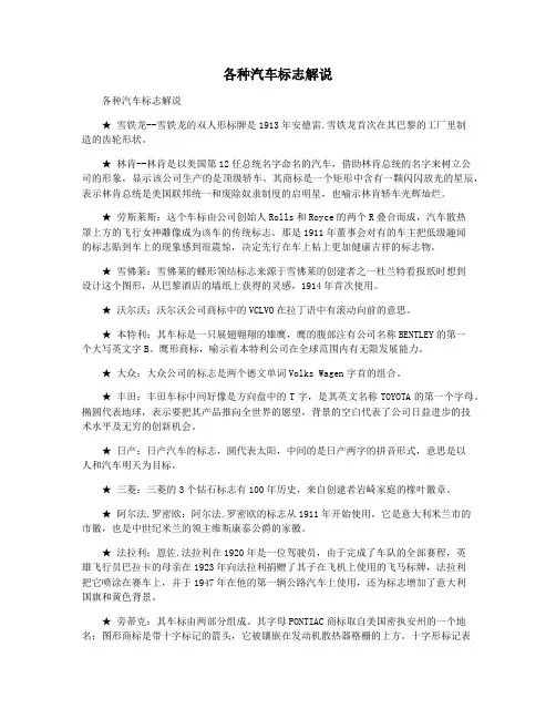 各种汽车标志解说