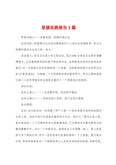 思修实践报告3篇