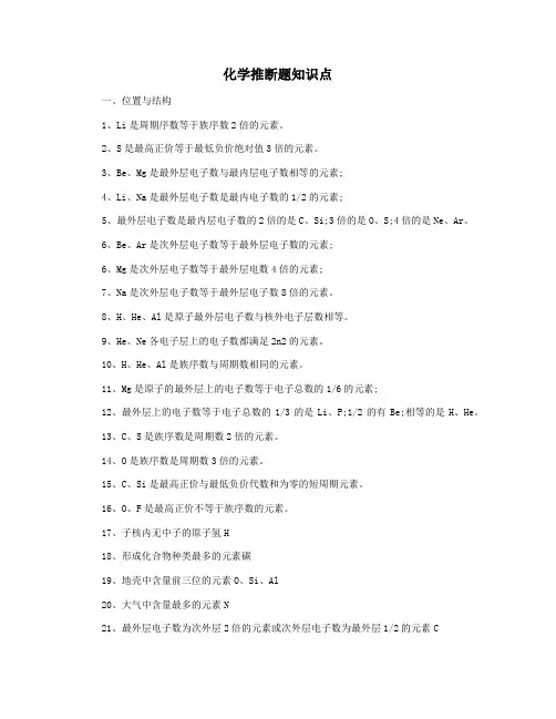 化学推断题知识点