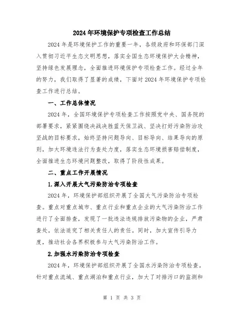 2024年环境保护专项检查工作总结