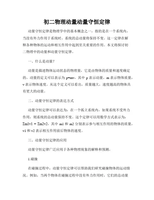 初二物理动量动量守恒定律
