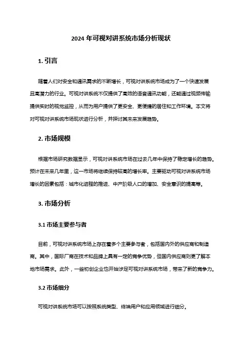 2024年可视对讲系统市场分析现状